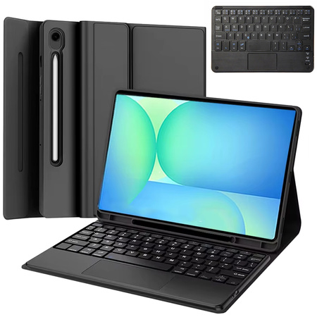 Puzdro s klávesnicou Bluetooth na Samsung Galaxy Tab S10 FE+ / FE Plus 13.1, čierne - ochranné
