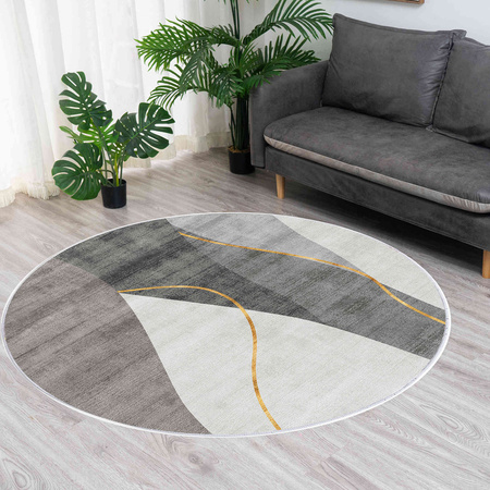 Round carpet NOVO Strado modern delicate gray pattern for living room Grey Echo 120x120 cm