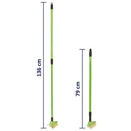 Szczotka teleskopowa do chwastów ze skrobakiem druciana do czyszczenia bruku kostki brukowej