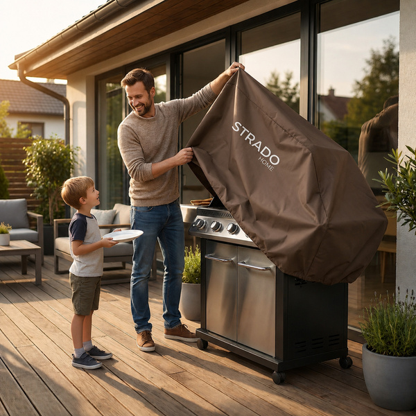 Pokrowiec na grill 77x66x100 cm wodoodporny ochrona UV brązowy