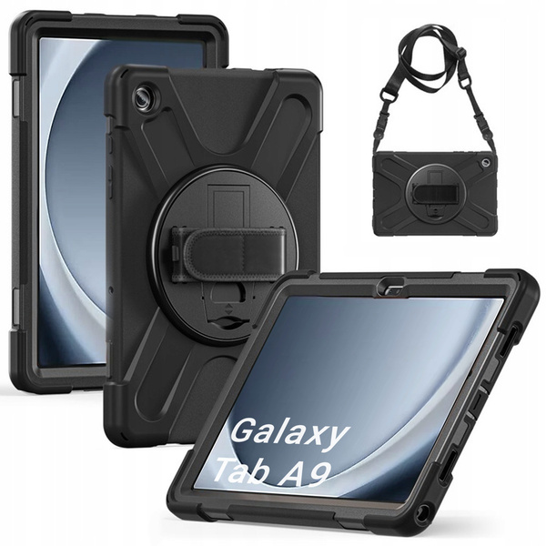 Etui Armor z uchwytem paskiem do Samsung Galaxy Tab A9 8.7 / Galaxy Tab A9 X110, czarne - ochronne z podstawką