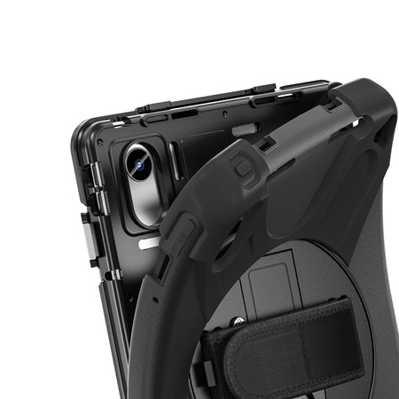 Puzdro Shockproof s držiakom na Lenovo Tab M11 10.95, čierne - ochranné so stojanom, prístup k portom a tlačidlám