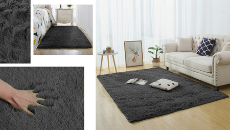 Shaggy Strado room carpet 200x290 GreyNight (Dark grey)
