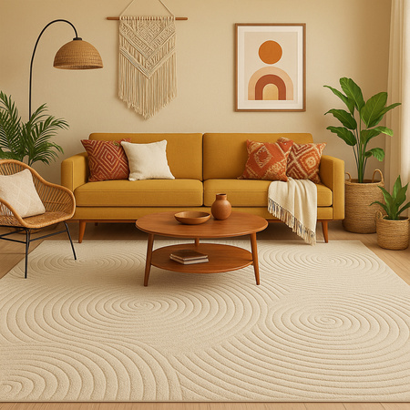 Dywan 140x200 do salonu pętelkowy duży japandi nowoczesny ciężki gruby POLO - Raining Grey (Szary)