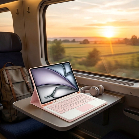 Etui z klawiaturą do iPad Air 11 M3 2025 / Air 11 M2 2024 Gen 7, różowe - ochronne z podstawką