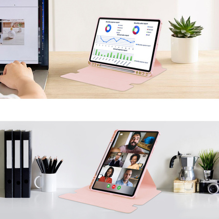 Etui 360 i KLAWIATURA do Samsung Galaxy Tab S9/ S9 FE/ S10 FE 10.9 na Rysik, różowe