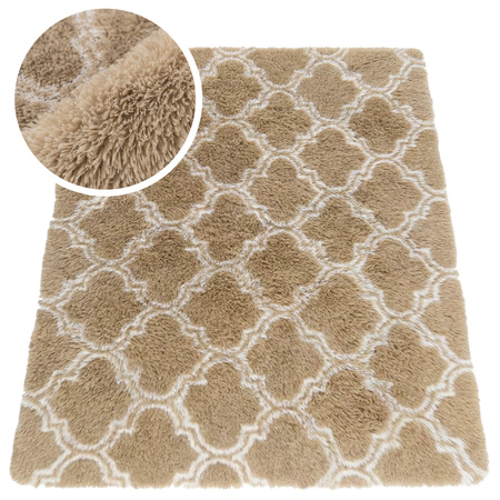 Dywan do salonu shaggy DECOR antypoślizgowy miękki puszysty modny 200x250 Khaki Lantern