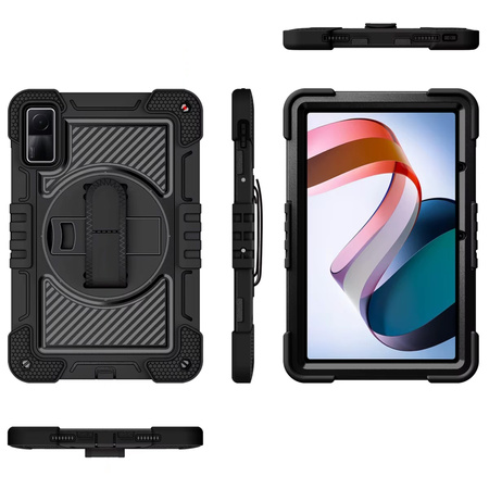Puzdro pancierové s držiakom Shockproof na Xiaomi Redmi Pad SE 2023 11 / Redmi Pad SE 11, čierne - ochranné
