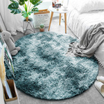 Dywan Okrągły Shaggy Ombre antypoślizgowy nowoczesny salon 180x180, granatowy