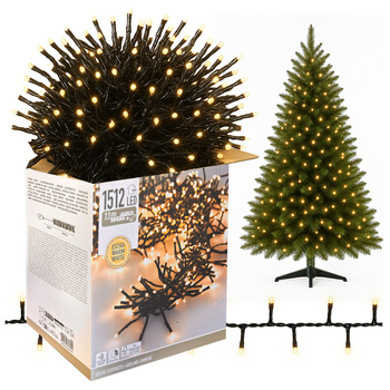 Lampki choinkowe 1512 LED białe ciepłe wewnętrzne zewnętrzne 15m Timer IP44, biały