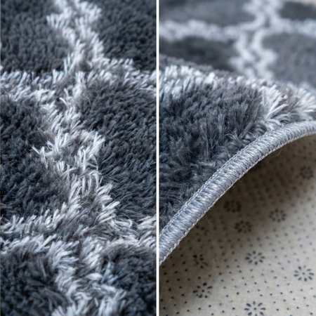 Dywan okrągły do salonu shaggy DECOR antypoślizgowy miękki puszysty 140x140 Grey Lantern