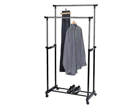 Double clothes hanger rack on wheels