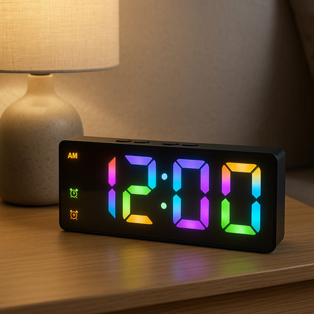 Budík hodiny elektronický digitálny LED 24h hlasný budík driemanie teplota, čierny