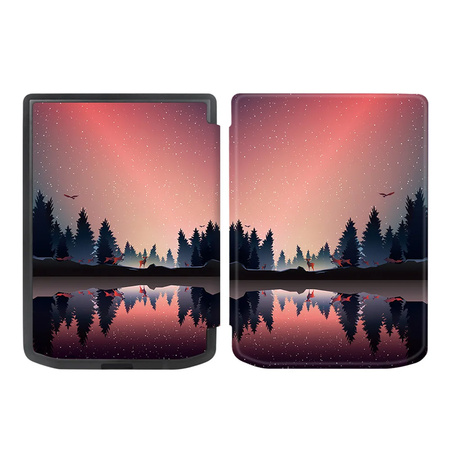 Puzdro grafické Tpu na PocketBook Verse Pro 629 634, Night lake - ochranné so stojanom