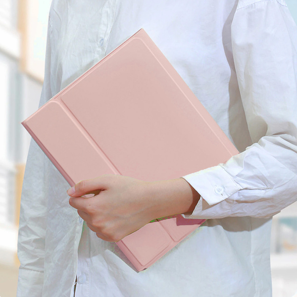Etui z klawiaturą Bluetooth do Lenovo Tab M11, różowe - ochronne z podstawką, dostęp do portów i przycisków
