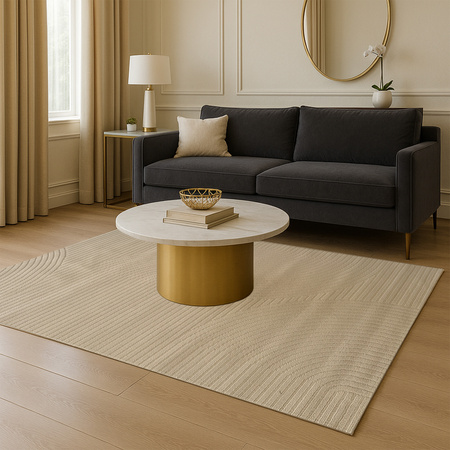 Dywan 160x230 do salonu pętelkowy duży japandi nowoczesny ciężki gruby POLO - Path Camel (Beżowy)