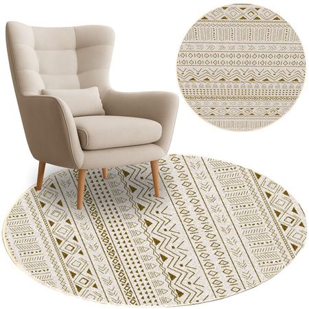Round carpet NOVO Strado modern beige oriental pattern for living room Sahara 160x160 cm