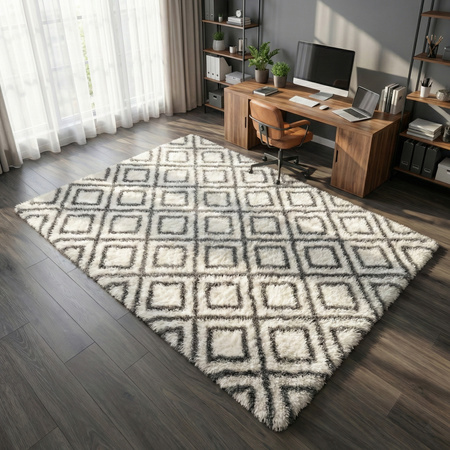 Dywan do salonu shaggy DECOR antypoślizgowy miękki puszysty modny 100x150, biały