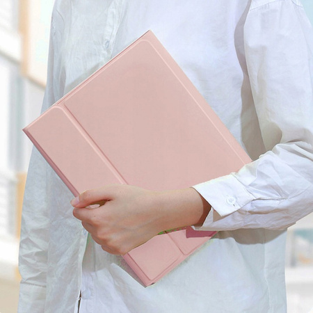 Etui pokrowiec z klawiaturą magnetyczną Bluetooth do Lenovo Tab P12 TB-370, różowe