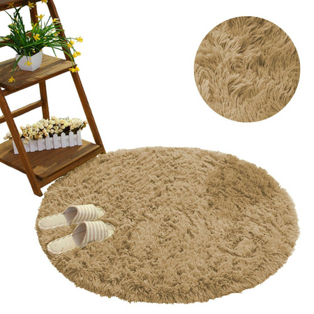 Shaggy Strado 80x80 round carpet CappuccinoCamel (Light brown)