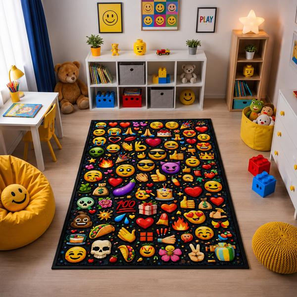 Dywan gamingowy 140x200 dla gracza mata pod fotel antypoślizgowy Emoji 3D