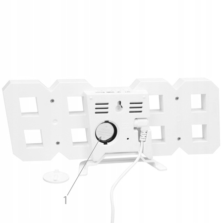 4w1 Zegar cyfrowy LED 3D ścienny stojący budzik termometr data alarm, biały