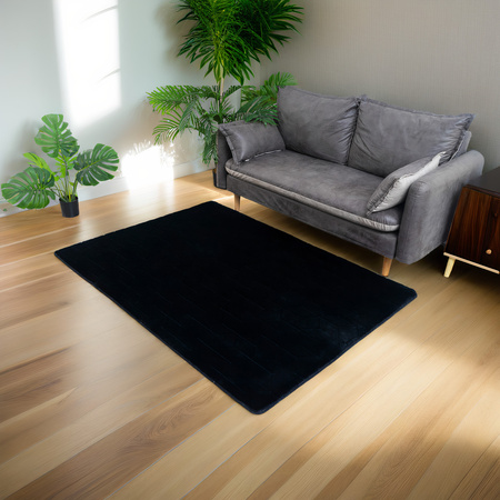 STRADO Rabbit 3D plush soft like rabbit anti-slip carpet 120x170 Black