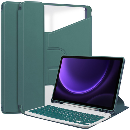 Etui 360 i KLAWIATURA do Samsung Galaxy Tab S9/ S9 FE/ S10 FE 10.9 na Rysik, zielone