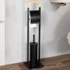 Metal toilet paper stand 2-in-1 free standing toilet brush