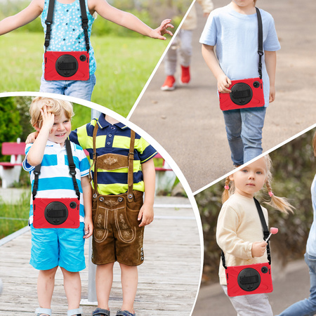 Etui pancerne Shockproof z uchwytem paskiem do Xiaomi Redmi Pad SE 8.7 2024, czerwone