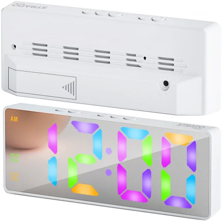 Budík hodiny elektronický digitálny LED 24h hlasný budík driemanie teplota, biely