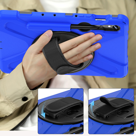 Etui pancerne Shockproof z uchwytem do Samsung Galaxy Tab S9 FE/S9/S10 FE, niebieskie