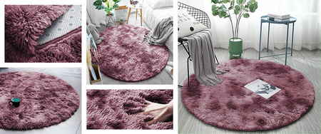 Dywan Okrągły Shaggy Ombre antypoślizgowy nowoczesny salon 150x150, czerwony
