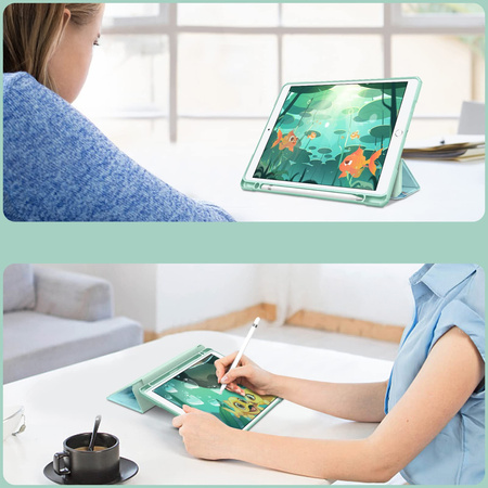 Etui Graficzne do Apple iPad 10.9 2022 Gen 10 / 11 2025 A16 Gen 11 z klapką, zielone - ochronne z podstawką
