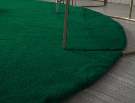 Dywan Okrągły Rabbit futro królika antypoślizgowy puszysty 200x200, butelkowozielony