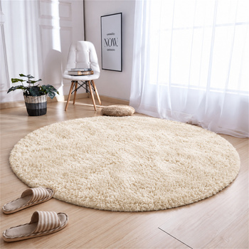 Dywan okrągły Shaggy 100x100 cm, beżowy CreamBeige - pluszowy do salonu
