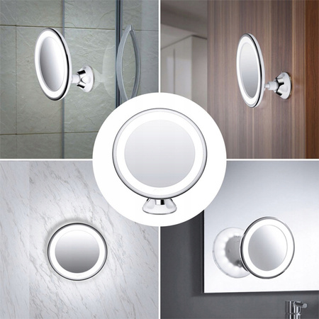 Zrkadielko kozmetické na líčenie zväčšovacie x10 podsvietené LED, biely