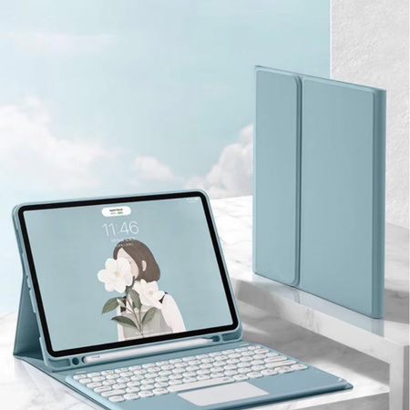 Bluetooth touchpad keyboard case for iPad Pro 11 Gen5 (Blue)