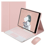 Etui z klawiaturą, myszką do iPad 7 / iPad 8 / 9 10.2 2019 / iPad 20, różowe - ochronne z podstawką