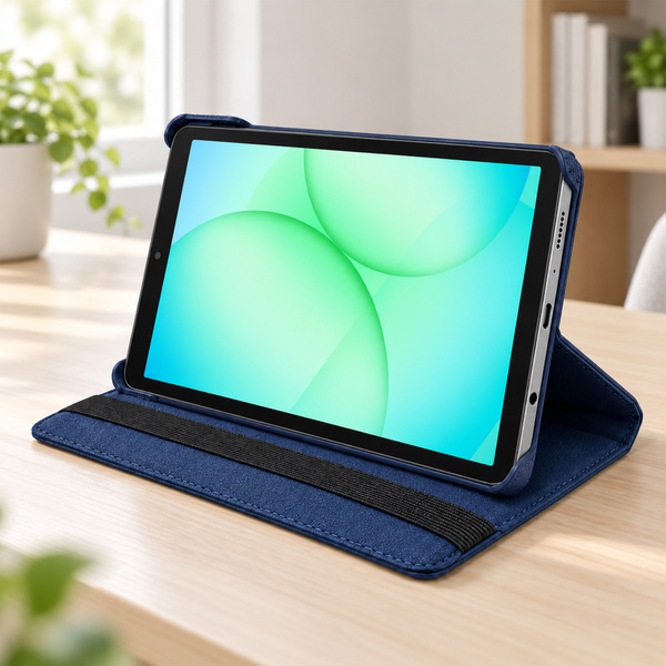 Etui obrotowe do Samsung Galaxy Tab A11 X135/ X133 A9 SM-X115/X110 - granatowe