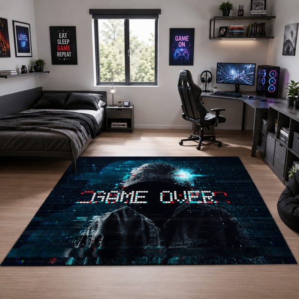 Dywan gamingowy dla gracza mata pod fotel antypoślizgowy GameOver