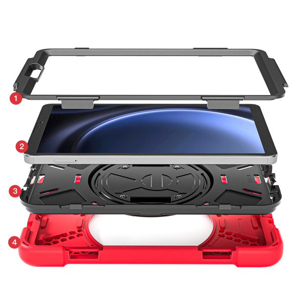 Puzdro pancierové Shockproof na Samsung Galaxy Tab A9 8 / 8.7 2023, červené - ochranné