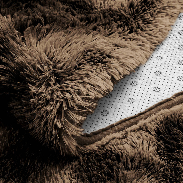 Shaggy Ombre Strado 160x160 Round Carpet by OmbreCoffee (Brown)