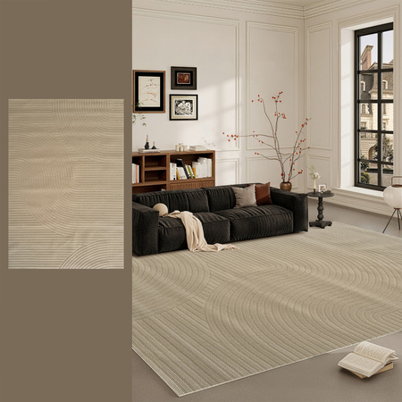 Dywan 160x230 do salonu pętelkowy duży japandi nowoczesny ciężki gruby POLO - Path Camel (Beżowy)