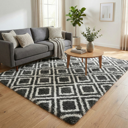 Dywan do salonu shaggy DECOR antypoślizgowy miękki puszysty modny 80x150, czarny