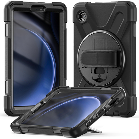 Puzdro pancierové Shockproof na Samsung Galaxy Tab A9 8 / 8.7 2023, čierne - ochranné so stojanom