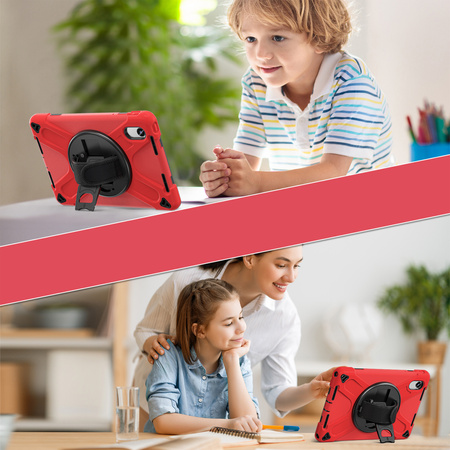 Puzdro Shockproof s držiakom na Lenovo Tab M11 10.95, červené - ochranné so stojanom, prístup k portom a tlačidlám