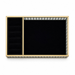 Szklana szkatułka na biżuterię 26x13x4cm organizer pudełko welurowa czarna