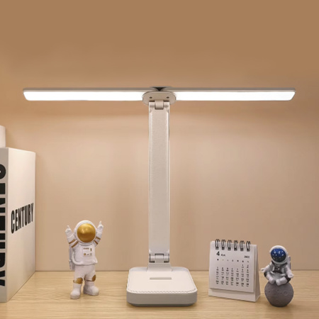 Lampka biurkowa LED Kreślarska szkolna na biurko z uchwytem na telefon, biała