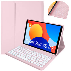 Etui z magnetyczną klawiaturą Bluetooth do Xiaomi Redmi Pad SE 8.7 2024, różowe